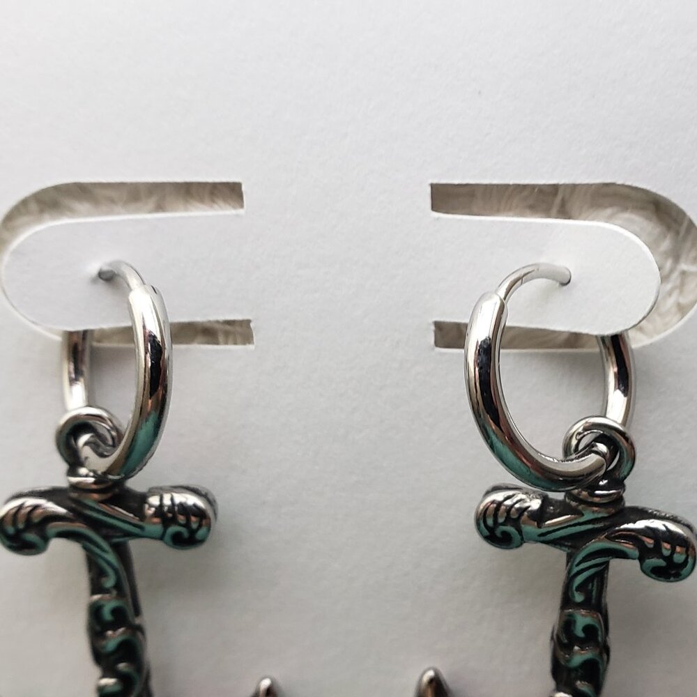 Handmade Stainless steel 10mm Anchor hoop locking earring - Picture 3 of 5